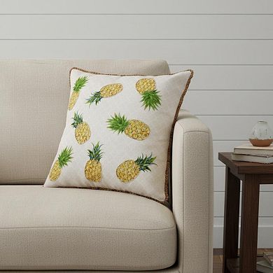 HomeRoots 20" X 20" Yellow And Green Polyester Tropical Zippered Pillow