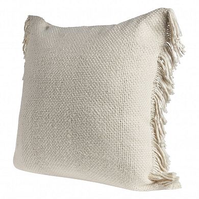 HomeRoots 20" X 20" Ivory And White 100% Cotton Zippered Pillow