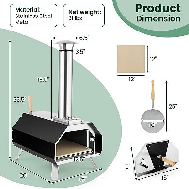 Outdoor Pizza Oven Wood Fired Portable Pizza Oven With Pizza Stone