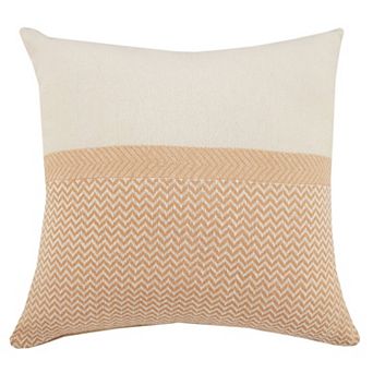 HomeRoots 18" Orange and Off White Throw Pillow
