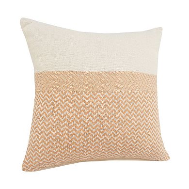 HomeRoots 18" Orange and Off White Throw Pillow