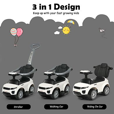 3 In 1 Ride On Push Car Toddler Stroller With Music And Storage