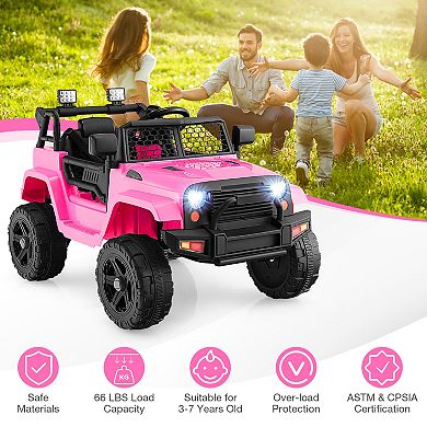 12V Kids Ride On Truck with Parent Remote Control and Headlights