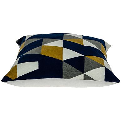 HomeRoots 20" Blue and White Cotton Throw Pillow