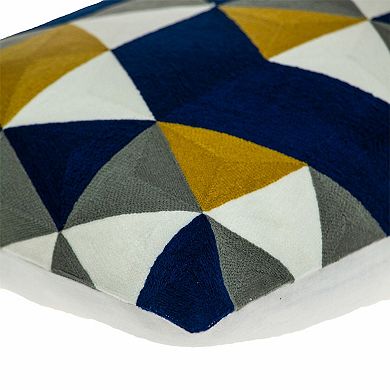 HomeRoots 20" Blue and White Cotton Throw Pillow