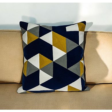 HomeRoots 20" Blue and White Cotton Throw Pillow