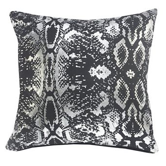 HomeRoots 20" X 20" Black And Silver 100% Cotton Animal Print Zippered Pillow