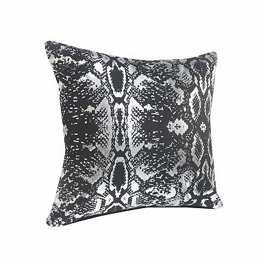 HomeRoots 20" X 20" Black And Silver 100% Cotton Animal Print Zippered Pillow