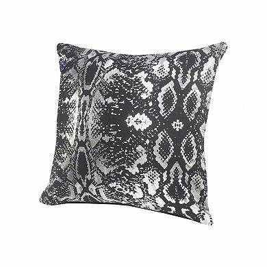 HomeRoots 20" X 20" Black And Silver 100% Cotton Animal Print Zippered Pillow