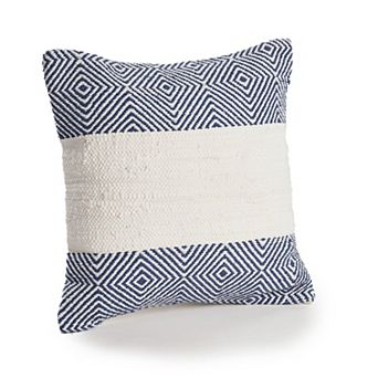 HomeRoots 18" Blue and Ivory Throw Pillow