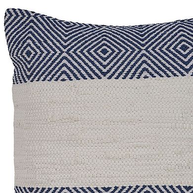 HomeRoots 18" Blue and Ivory Throw Pillow