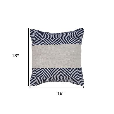 HomeRoots 18" Blue and Ivory Throw Pillow