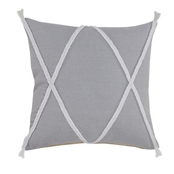 HomeRoots 20" X 20" Light Gray And White 100% Cotton Coastal Zippered Pillow