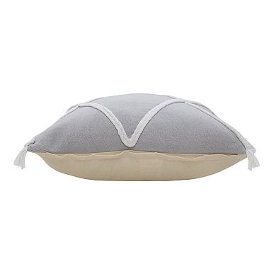 HomeRoots 20" X 20" Light Gray And White 100% Cotton Coastal Zippered Pillow