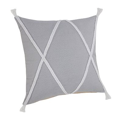 HomeRoots 20" X 20" Light Gray And White 100% Cotton Coastal Zippered Pillow