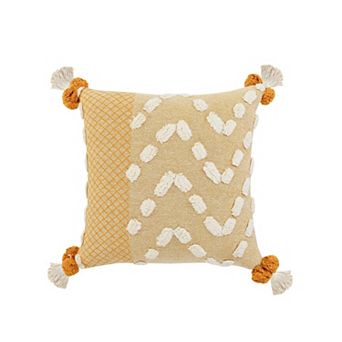 HomeRoots 20" Yellow and Cream Throw Pillow