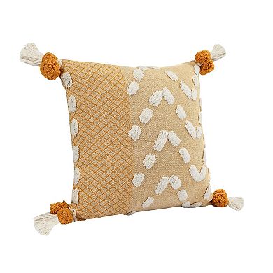 HomeRoots 20" Yellow and Cream Throw Pillow