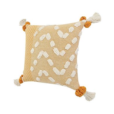 HomeRoots 20" Yellow and Cream Throw Pillow