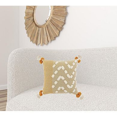 HomeRoots 20" Yellow and Cream Throw Pillow