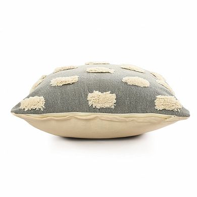 HomeRoots 20" X 20" Gray 100% Cotton Zippered Pillow