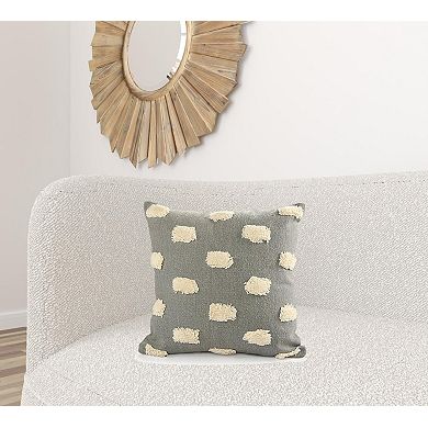 HomeRoots 20" X 20" Gray 100% Cotton Zippered Pillow