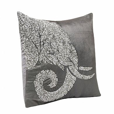HomeRoots 20" X 20" Gray And Silver Elephant Polyester Animal Print Zippered Pillow
