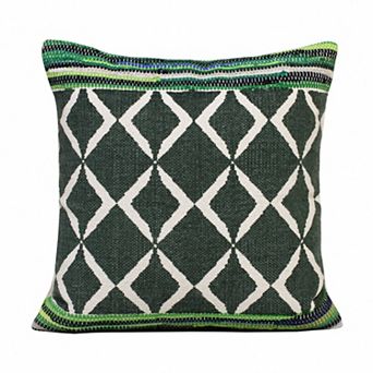 HomeRoots 20" Blue and Green Throw Pillow