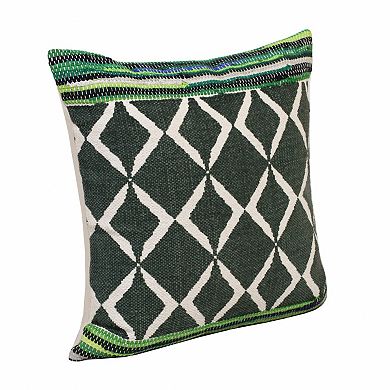HomeRoots 20" Blue and Green Throw Pillow