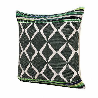 HomeRoots 20" Blue and Green Throw Pillow