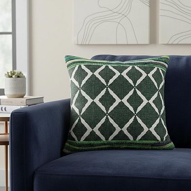 HomeRoots 20" Blue and Green Throw Pillow