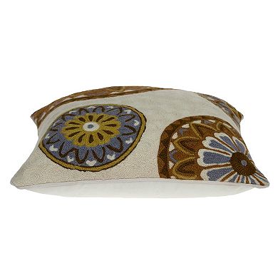 HomeRoots 20" Beige and Brown Cotton Throw Pillow