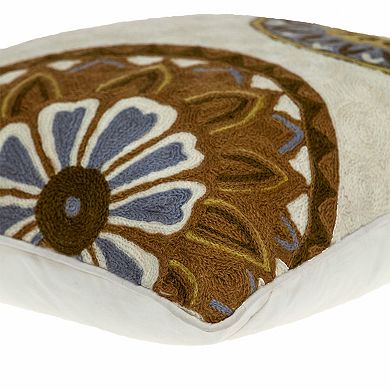 HomeRoots 20" Beige and Brown Cotton Throw Pillow