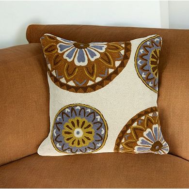 HomeRoots 20" Beige and Brown Cotton Throw Pillow