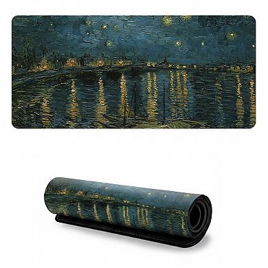 Gaming Mouse Pad Large Desk Mat with Impressionist Art Print for Keyboard Laptop and Office
