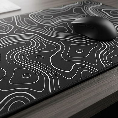 Extended Gaming Mouse Pad Large Desk Mat with Modern Topographic Pattern for Office