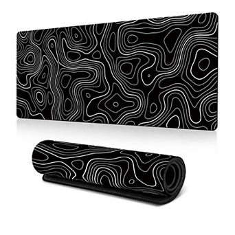 Extended Gaming Mouse Pad Large Desk Mat with Modern Topographic Pattern for Office