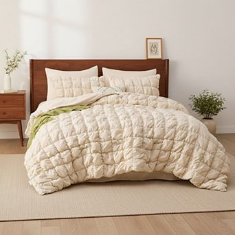 Unikome Pinch Pleat Comforter Set - Modern Style Pintuck Comforter, Ultra Soft All-Season Comfort