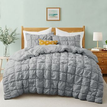 Unikome Pinch Pleat Comforter Set - Modern Style Pintuck Comforter, Ultra Soft All-Season Comfort