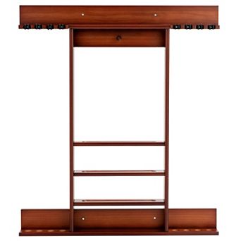 Wall-Mounted Billiard Pool Cue Rack - Brown