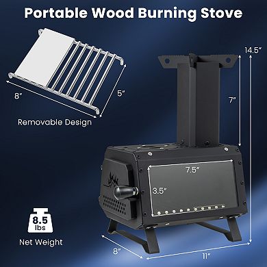 Portable Wood Burning Camping Stove with Dual Cooking Surfaces
