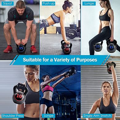 3-Piece Kettlebell Weight Set (5, 10, 15 LBS)