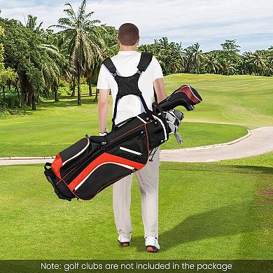 Lightweight Golf Stand Bag with 14 Way Top Dividers and 6 Pockets-Red