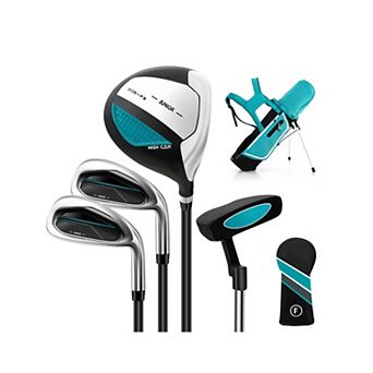 Junior Right-Handed Golf Club Set with Rain Hood Blue