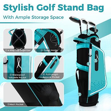 Junior Right-Handed Golf Club Set with Rain Hood Blue