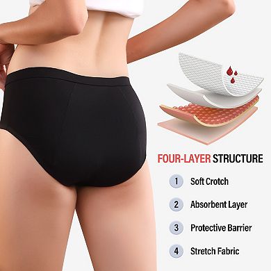 Carer 3-Pack Women's Period Underwear Washable Leakproof Womens Absorbency Panties for Menstrual
