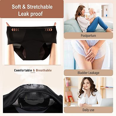 3-Pack Women's Period & Incontinence Underwear 150ml High Absorbent Leakproof Panties Washable