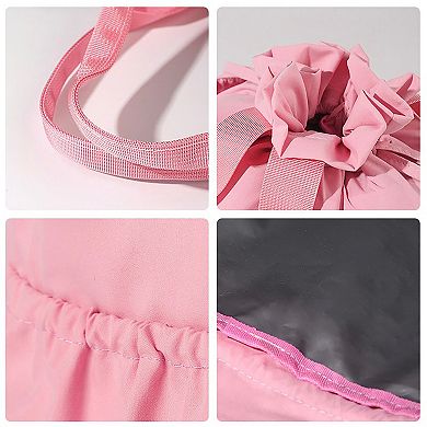 Reusable Lunch Bag with Drawstring Closure and Front Pocket Lightweight Thermal Food Tote