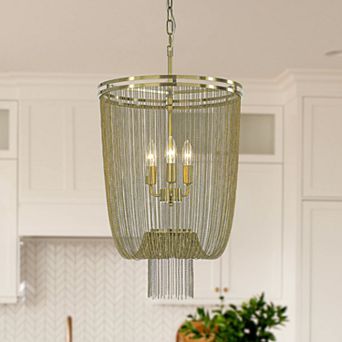 3-Light Vintage Empire Metal Chain Tassel Chandelier