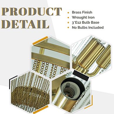 3-Light Vintage Empire Metal Chain Tassel Chandelier