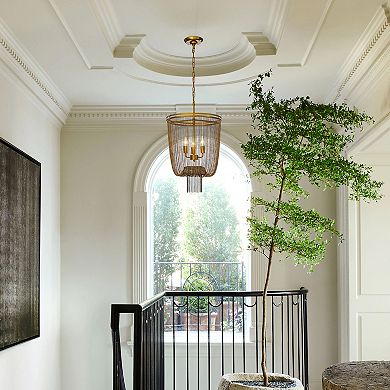 3-Light Vintage Empire Metal Chain Tassel Chandelier